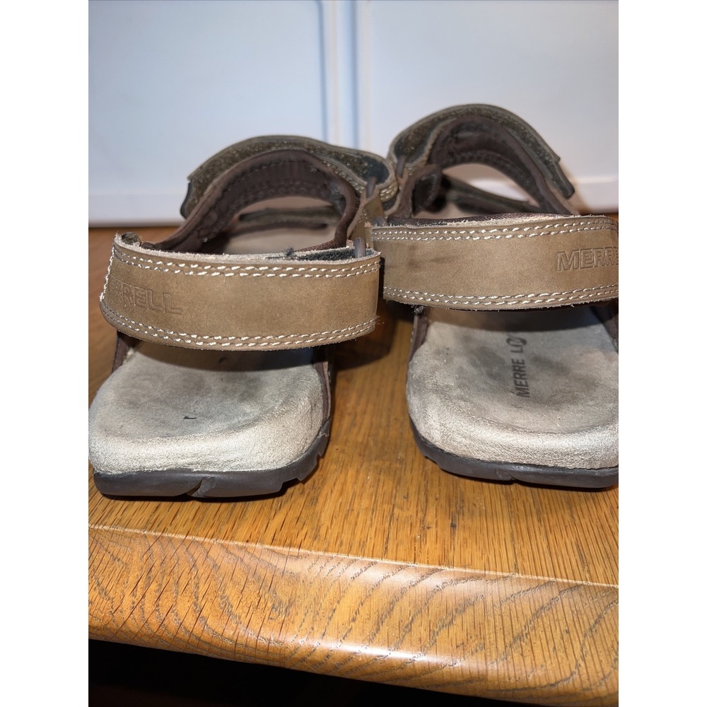 MERRELL Men's Dark Earth Sandspur Oak Sport Leather Comfort Sandals Size 14 - Picture 5 of 7